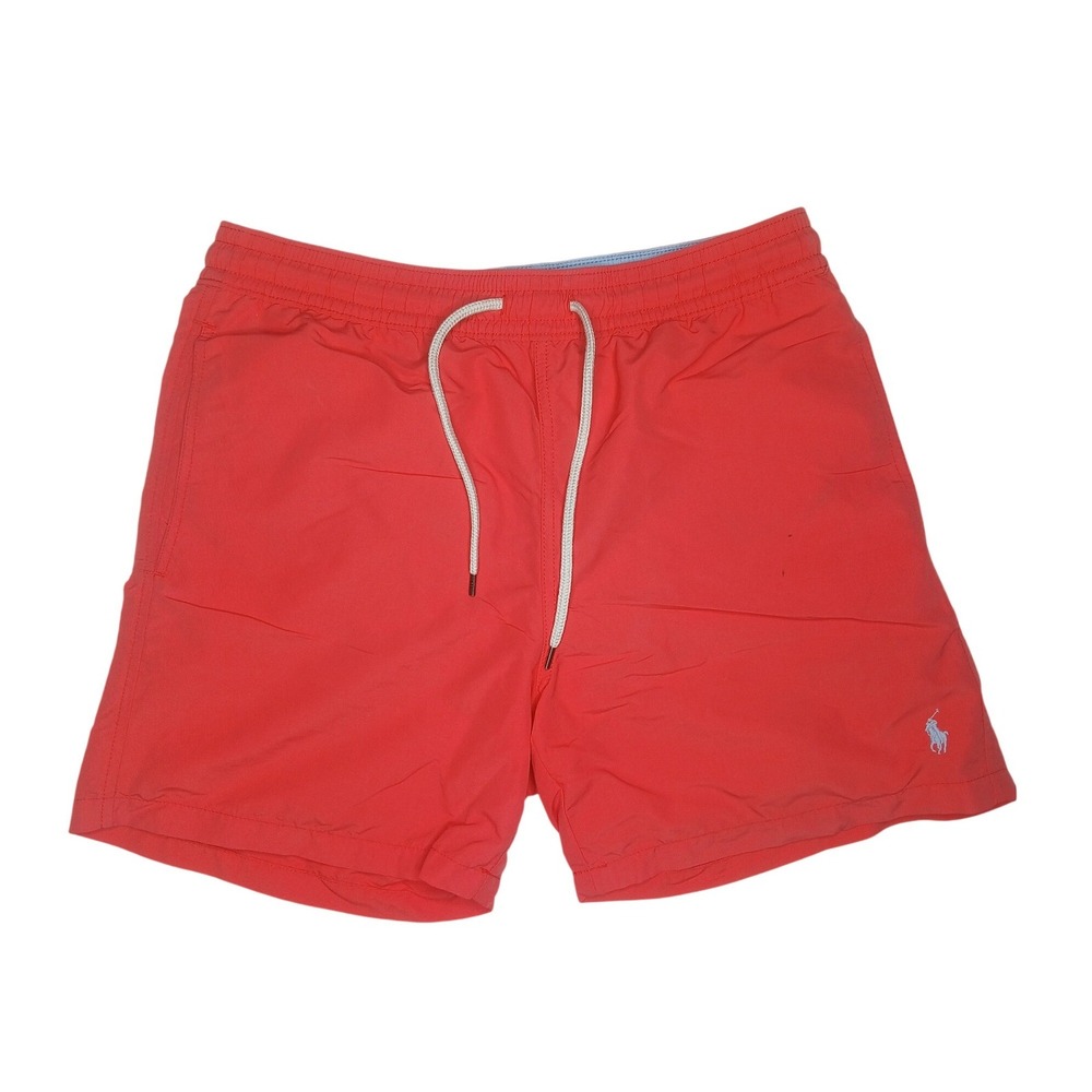 Polo Ralph Lauren Swim Trunks Men Small Coral Orange Mesh Lined Drawstring Short